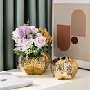 Axyaa Pomegranate Shape Ceramic Vase with Gold-plating for Artificial Flowers