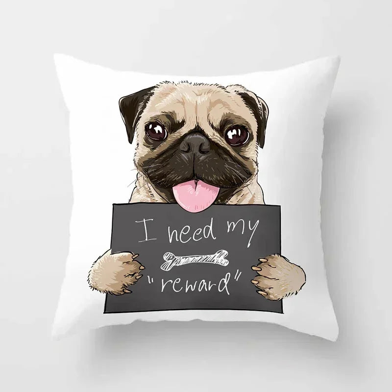 Cute Pug Bulldog Pillowcase for Living Room Decor - Axyaa Home Decor