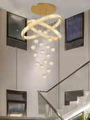 Axyaa Crystal Chandelier Stair Pendant Lamp Living Room Interior Lighting
