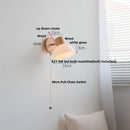 Axyaa Nordic Modern Wood Amber Glass LED Wall Sconce Stair Light FixtureLampara