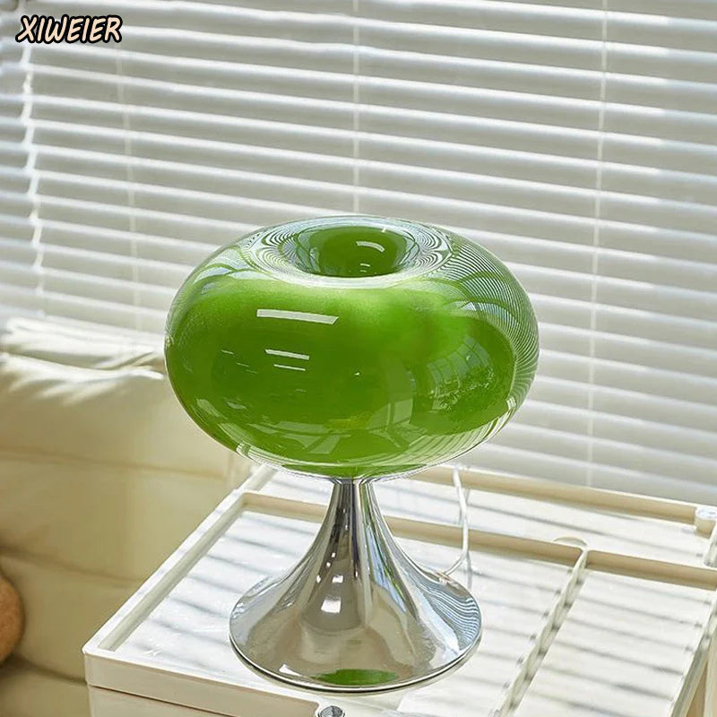 Axyaa Glass Table Lamp | Bauhaus Design | Warm White and Green | Creative Living Room Lighting