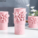 Axyaa Pink Ceramic Vase Elegant Floral Room Decor Aesthetic Flower Arrangement Pot