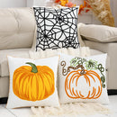 Axyaa Halloween Spider Web Embroidery Velvet Pillowcase for Home Decor