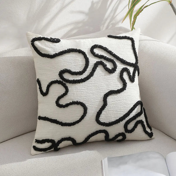 Axyaa Geometric Chenille Cushion Cover - Soft Nordic Style for Sofa Decor 45x45