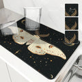 Axyaa Moon Moths Drain Pad: Non-slip Dish Drying Mat for Kitchen Counter