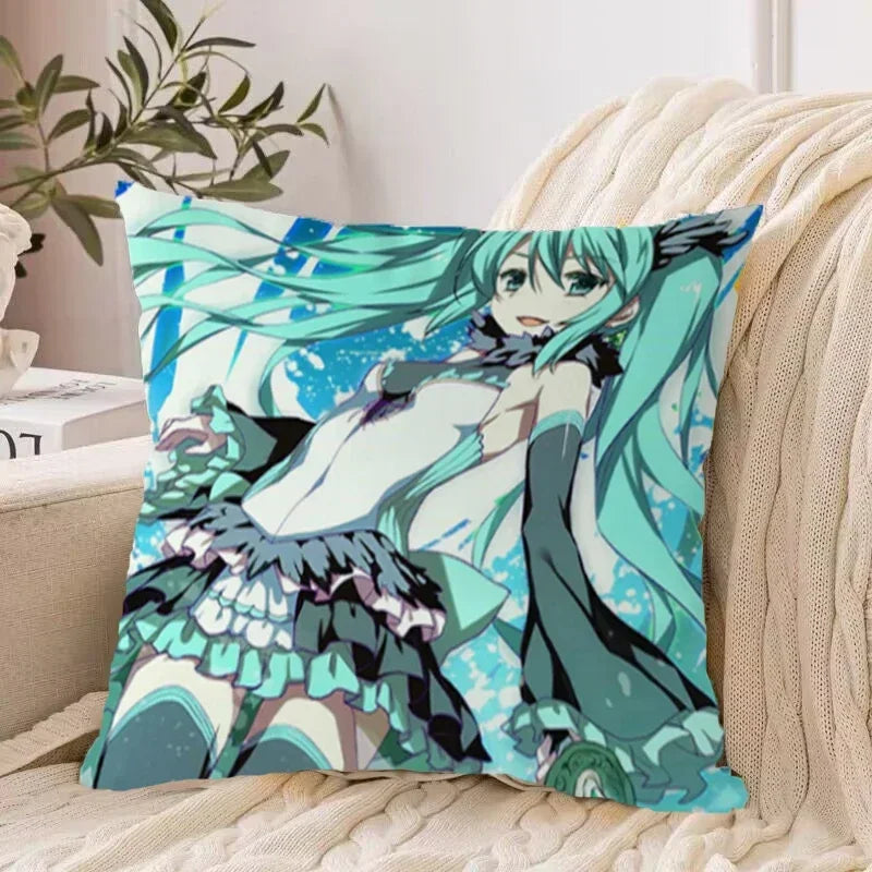Axyaa 40*40 Hatsune Miku Pillow Cover Set for Stylish Bed Decor