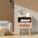Axyaa Boho Rattan Nightstand - Chic Storage Solution for Modern Bedrooms