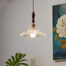 Axyaa Modern Copper Glass LED Pendant Lamp with Wood Handle