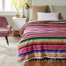 Axyaa Boho Beach Blanket: Hand-Striped Mat with Tassels