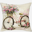 Axyaa Country Flower Bicycle Pattern Pillowcase for Home Room Decoration