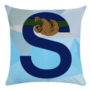 Axyaa Blue Letter Animal Print Pillowcase - Super Soft Peach Skin - Fashion Cushion Cover