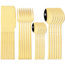 Axyaa 24-Piece Black Stainless Steel Cutlery Set Flatware Tableware Silverware Kit