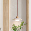 Axyaa Japanese Style Wooden Bedside Chandelier Natural Stone Cream Hanging Light