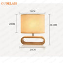 Axyaa Wood Base Table Lamp with Cloth Lampshade - Lighting Fixture for Living Room