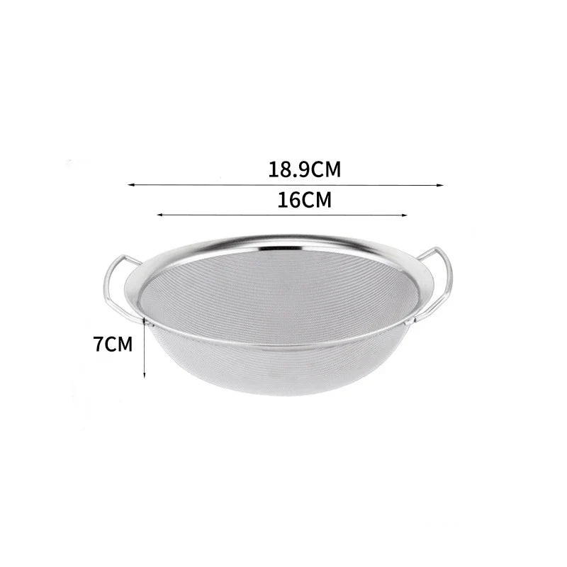 Axyaa Stainless Steel Flour Sieve Double Handle Food Filter Strainer Skimmer