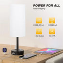 Axyaa LED Table Lamp with USB+Type-C Ports, Fully Dimmable Bedside Light