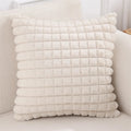 Axyaa Faux Rabbit Fur Plaid Throw Pillow Covers Soft Fluffy Home Decor Case