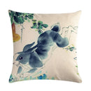 Axyaa Rabbit Pillowcase: Cute Ink Style for Office, Car, Sofa & Living Room
