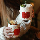 Axyaa Hand-Painted Apple Ceramic Mug Set - Cute & High-Value Couple Coffee Cups