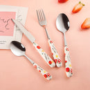 Axyaa Cute Girl Strawberry Cutlery Set - Stainless Steel & Ceramic Handle