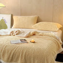 Axyaa Jacquard Lamb Fleece Blanket Set - Soft & Warm Milk Velvet, Queen Size