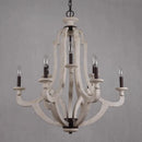 Axyaa 9-Light Wood Farmhouse Chandelier: Rustic Ceiling Hanging Lamp for Dining Room