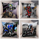 Axyaa Cartoon Motorcycle Polyester Cushion Cover for Home, Car, Sofa - Extreme Sports Theme