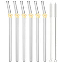 Axyaa Glass Straw Set: 6 Reusable Smoothie Eco Friendly Drinking Straws