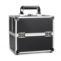 Axyaa Aluminum Makeup Case with Trays: Lockable & Portable Professional Beauty Box