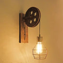 Axyaa Retro Industrial LED Wall Lamp with Adjustable Iron Pulley