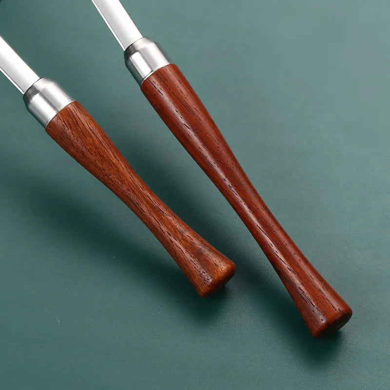 Axyaa Wooden Handle Skimmer Ladle Stainless Steel Tablespoons