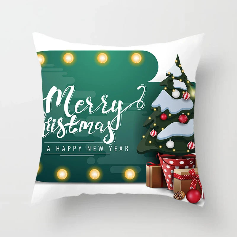 Axyaa Merry Christmas Green Pillowcase Sofa Decoration Cover