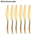 Axyaa Gold Stainless Steel Cutlery Set - 24Pcs Smooth Handle Flatware