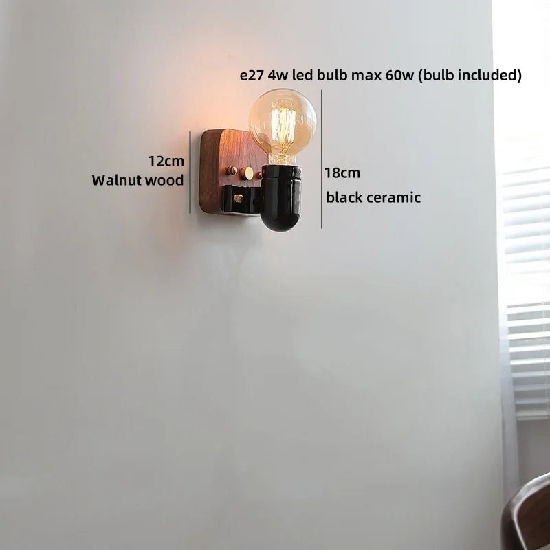 Axyaa Ceramic LED Wall Light Mirror Japan Style Bedside Lamp