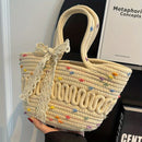 Axyaa Women's Woven Beach Tote: Lightweight Artistic Holiday Shoulder Bag