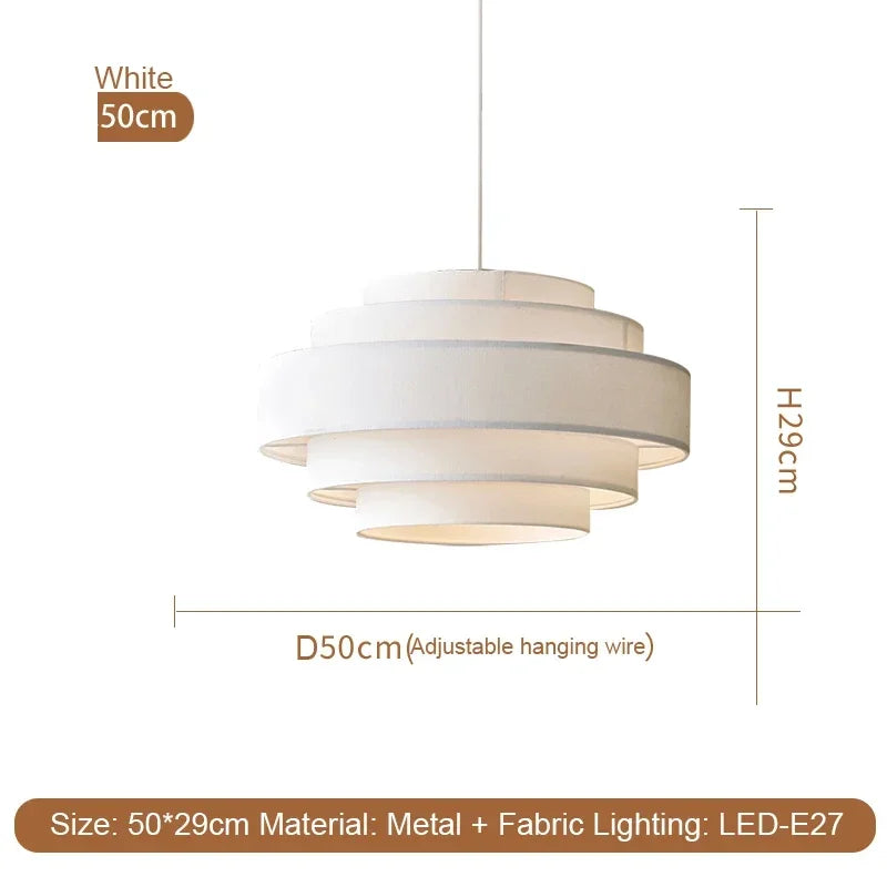 Axyaa White Fabric Pendant Light Japan Cloth Chandelier