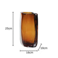 Axyaa Amber Glass Vase Hydroponics Flower Pots Desk Decoration Bouquet Arrangement Aesthetic Decor