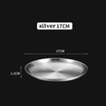 Axyaa Gold Stainless Steel Round Shallow Tray Plate for Camping BBQ Picnic