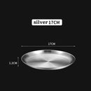 Axyaa Gold Stainless Steel Round Shallow Tray Plate for Camping BBQ Picnic