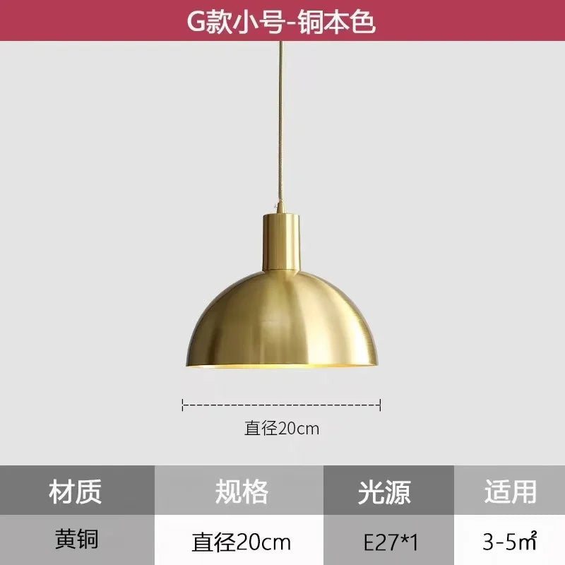 Axyaa Nordic Modern Copper LED Pendant Lights 20cm 25cm