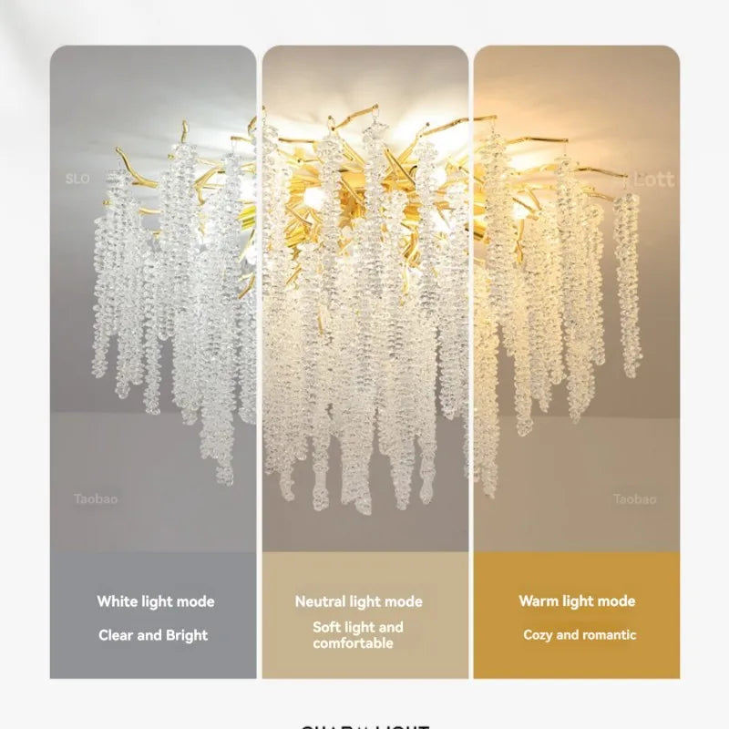 Axyaa Silver Crystal Ceiling Chandelier Light - Bedroom Living Room Kitchen Dining Chrome
