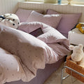 Axyaa Pink Grid Bedding Set 2025 Queen Full Size Flat Sheet Duvet Cover Pillowcase