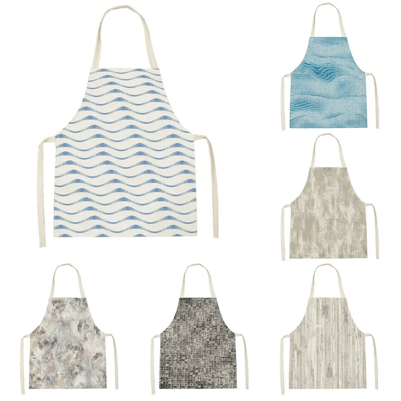 Axyaa Blue Wave Kitchen Apron: Yellow Striped Wood Texture, Adult & Kids Bib