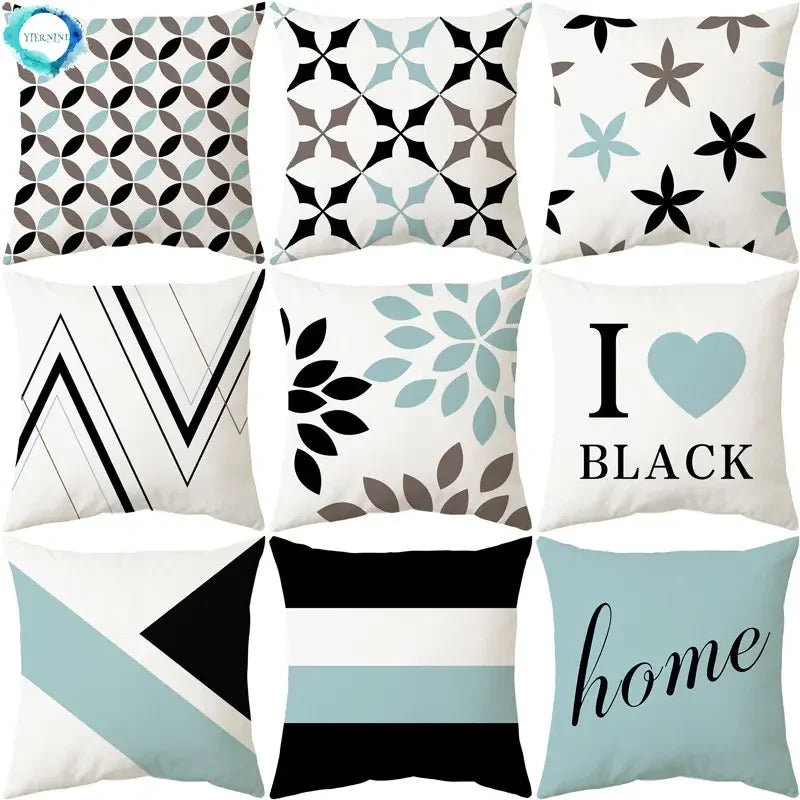 Axyaa Blue Geometric Pillowcase 45x45CM - Simple & Stylish Home Decor Fabrics