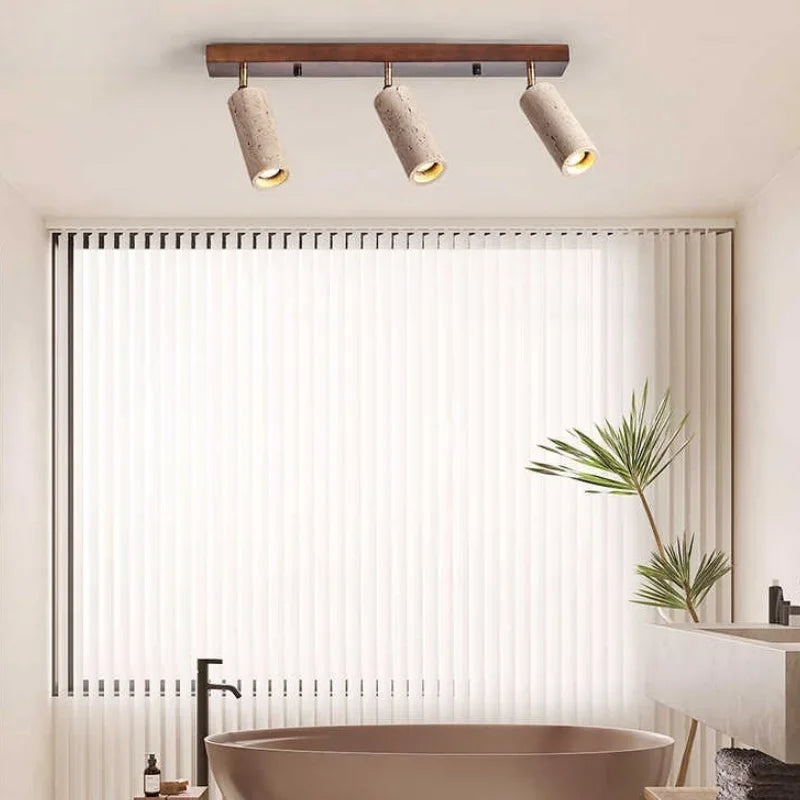 Axyaa Stone Metals Ceiling Light with 3 Warm Light Heads for Living Rooms