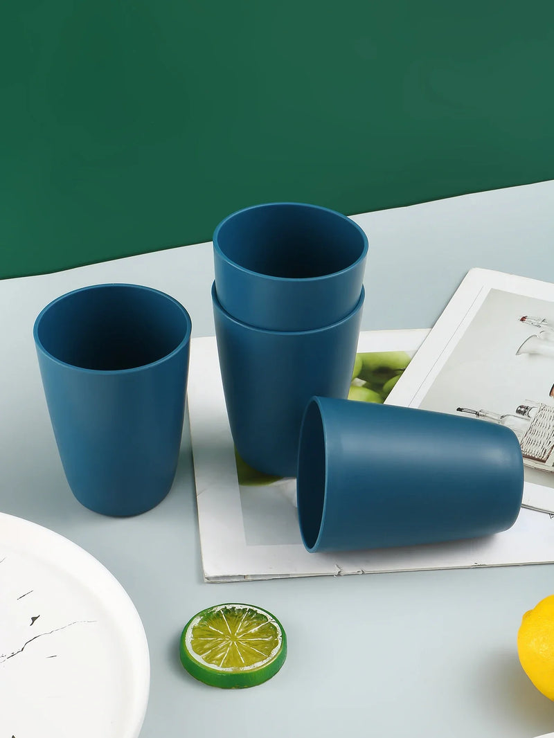 Axyaa Dark Blue Plastic Cups - Set of 6 - Reusable for Home, Kitchen, Restaurant, Picnic, Camping