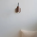 Axyaa Vintage LED Wall Light Round Walnut Wood Black Hose Bedside Lamp