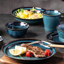 Axya Blue Ceramic Dinnerware Set: Plate and Bowl - Wholesale Kiln Dish Collection
