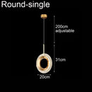 Axyaa LED Crystal Pendant Lamp - Modern Round/Oval Suspension Light for Bedroom, Dining Room