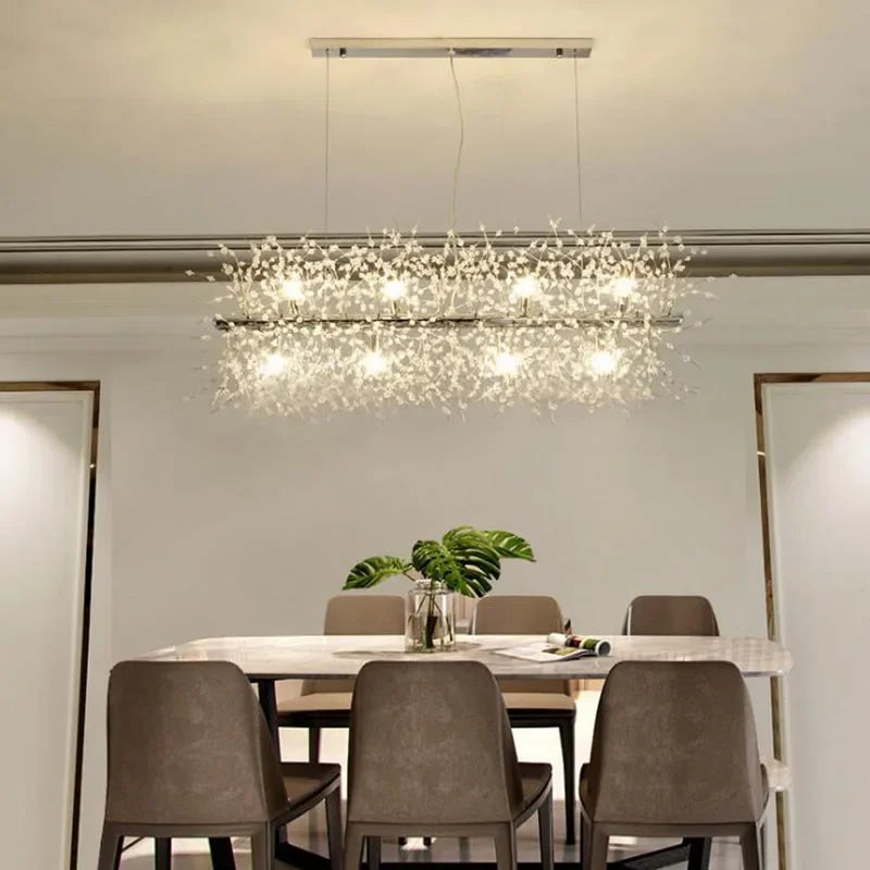 Axyaa Dandelion Crystal Chandelier: Modern LED Lighting for Living Room Dining